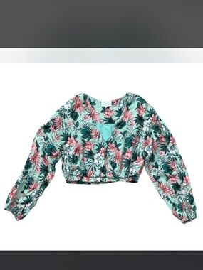 Lost + Wander Floral Crop Top Tropical Blouse Rayon Size S